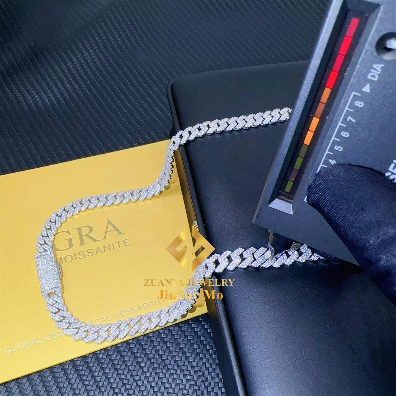 Hot Selling Pass Diamond Tester 8mm Two Rows Pass Diamond Tester Iced Out Hip Hop VVS1 Moissanite Cuban Link Chain Necklace