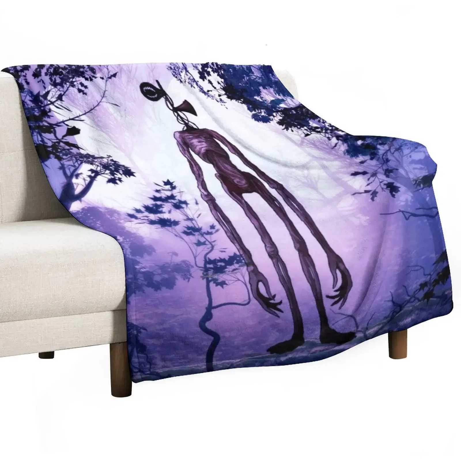 Siren head in purple horror background Throw Blanket fluffy blanket Blanket Sofa Flannel Fabric Thin Blanket C251011