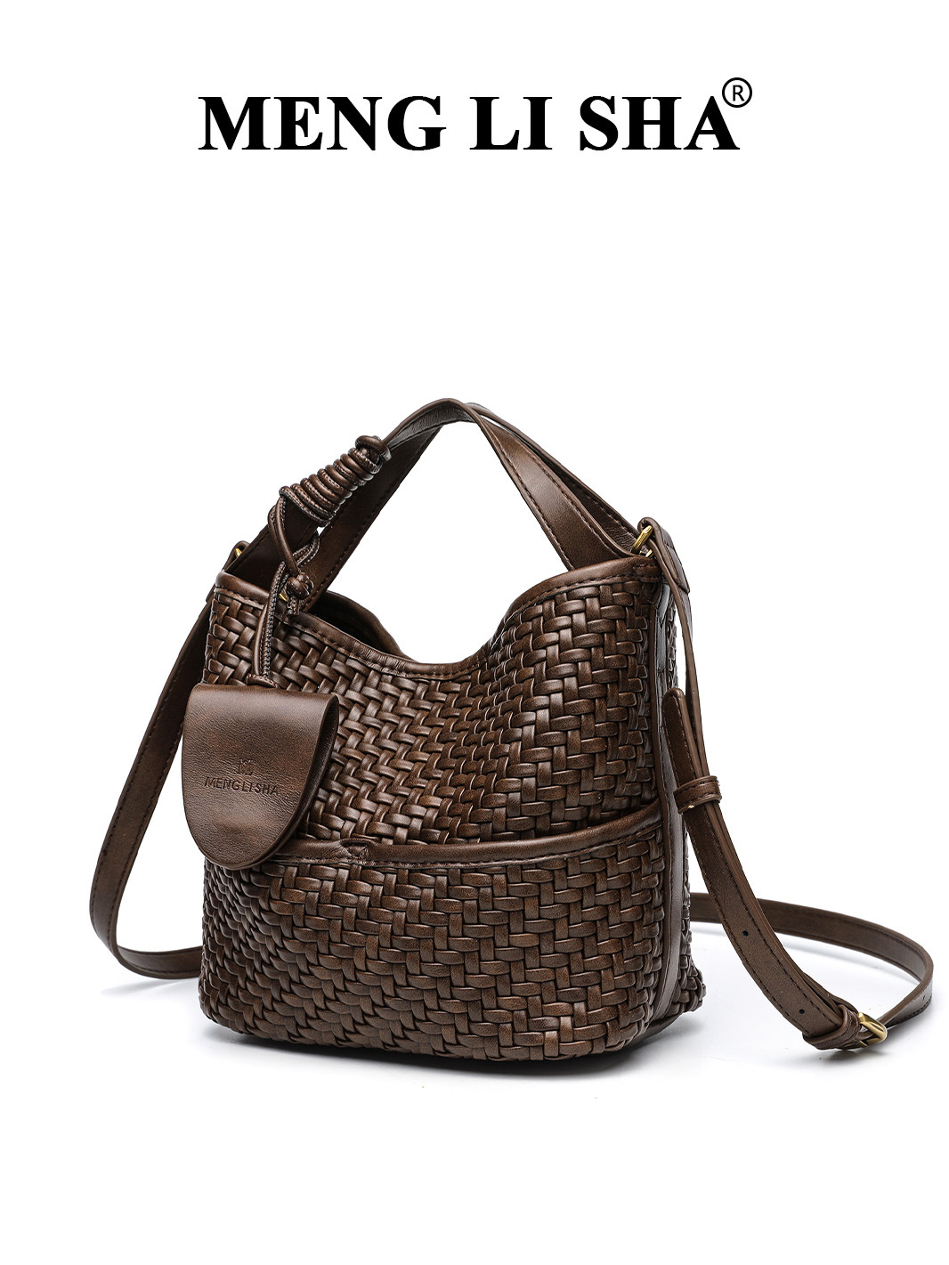 2025 new style niche high-end retro woven handbag bucket bag for women suitable for commuting casual wear versatile as a single shoulder or crossbody 