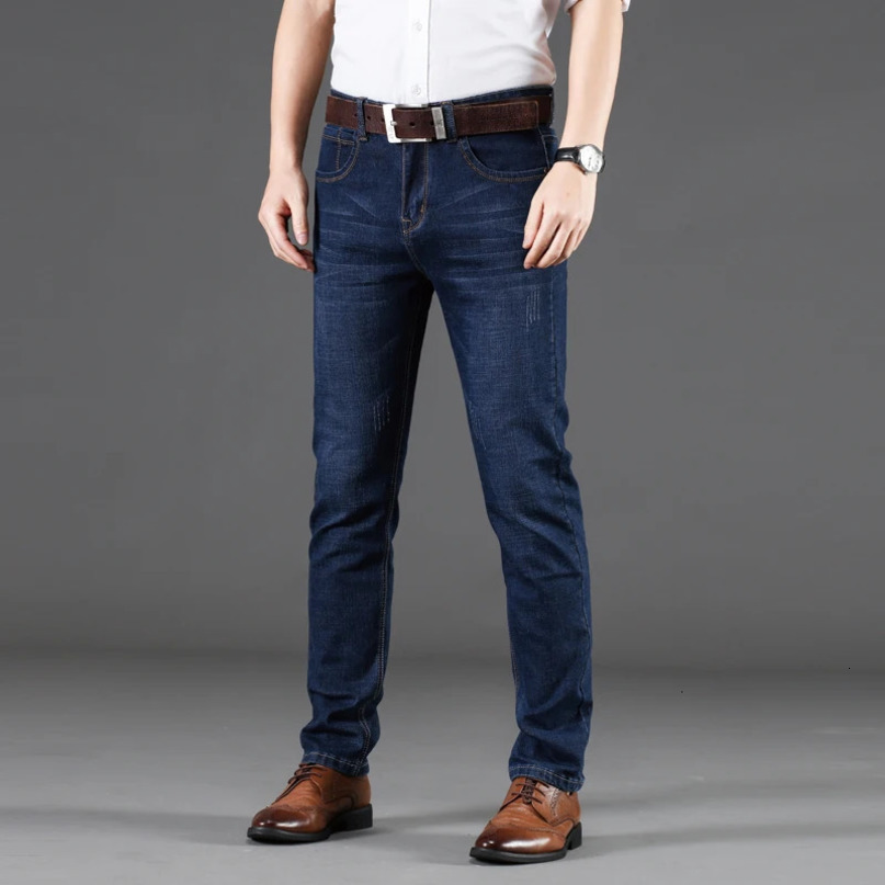Stretch AutumnWinter Mens Jeans Style Straight and Versatile Long Pants 240113