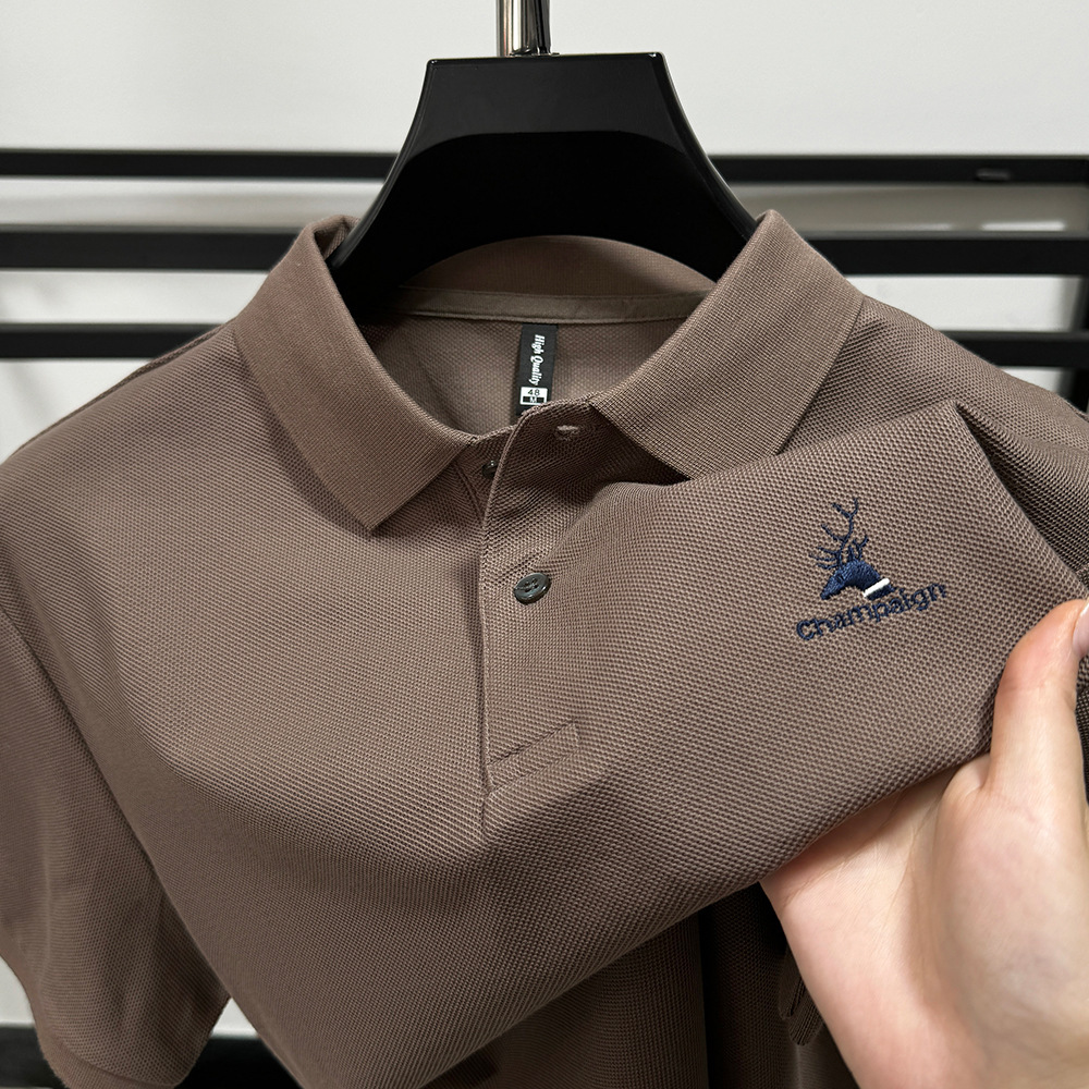 Heavyweight Pure Cotton Designer Hoodie Polo Shirt For Men Summer Pique Cotton Short Sleeve T-shirt Breathable Loose Trendy Designer Shirt Tee With Sl