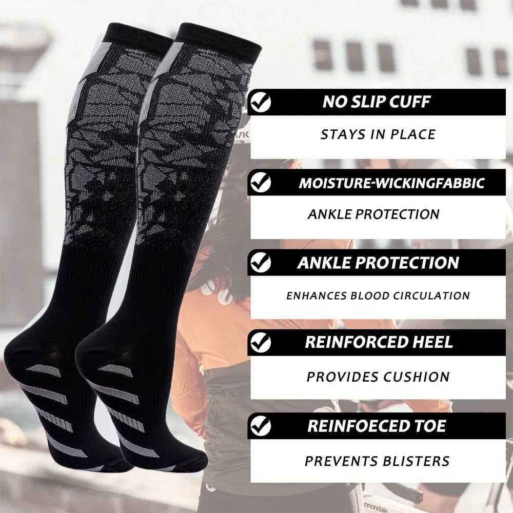 1 Pair Sports Compression Socks for Women and Men Calf Support Socks for Running Nurses Flight Pregnancy Circulation AthleticW251011