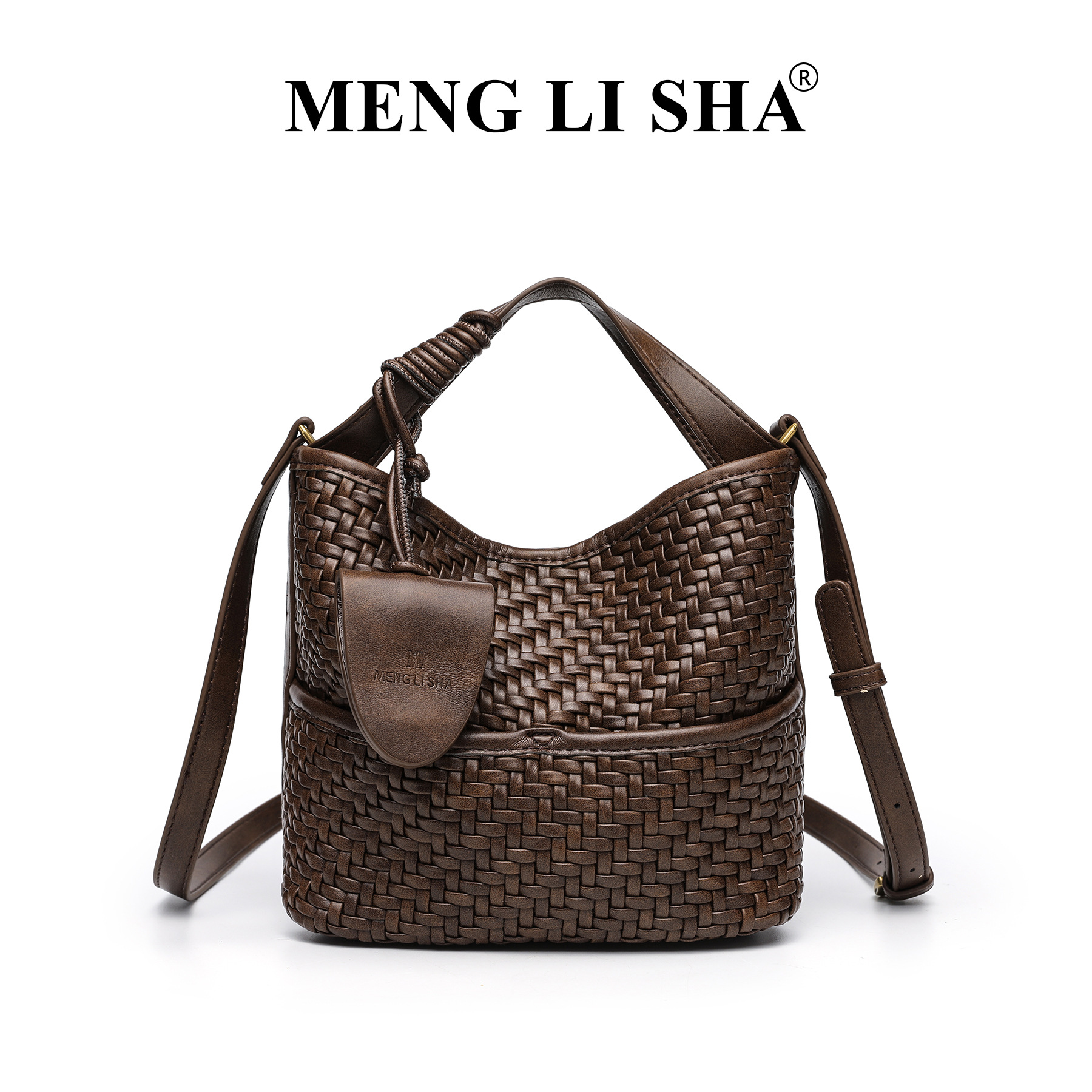 2025 new style niche high-end retro woven handbag bucket bag for women suitable for commuting casual wear versatile as a single shoulder or crossbody 