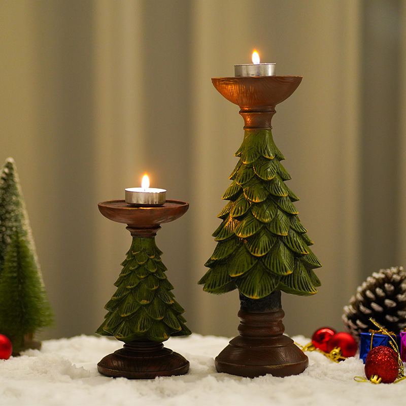 Elegant Resin Christmas Tree Candle Holder for Home Decor Stylish Table Decoration