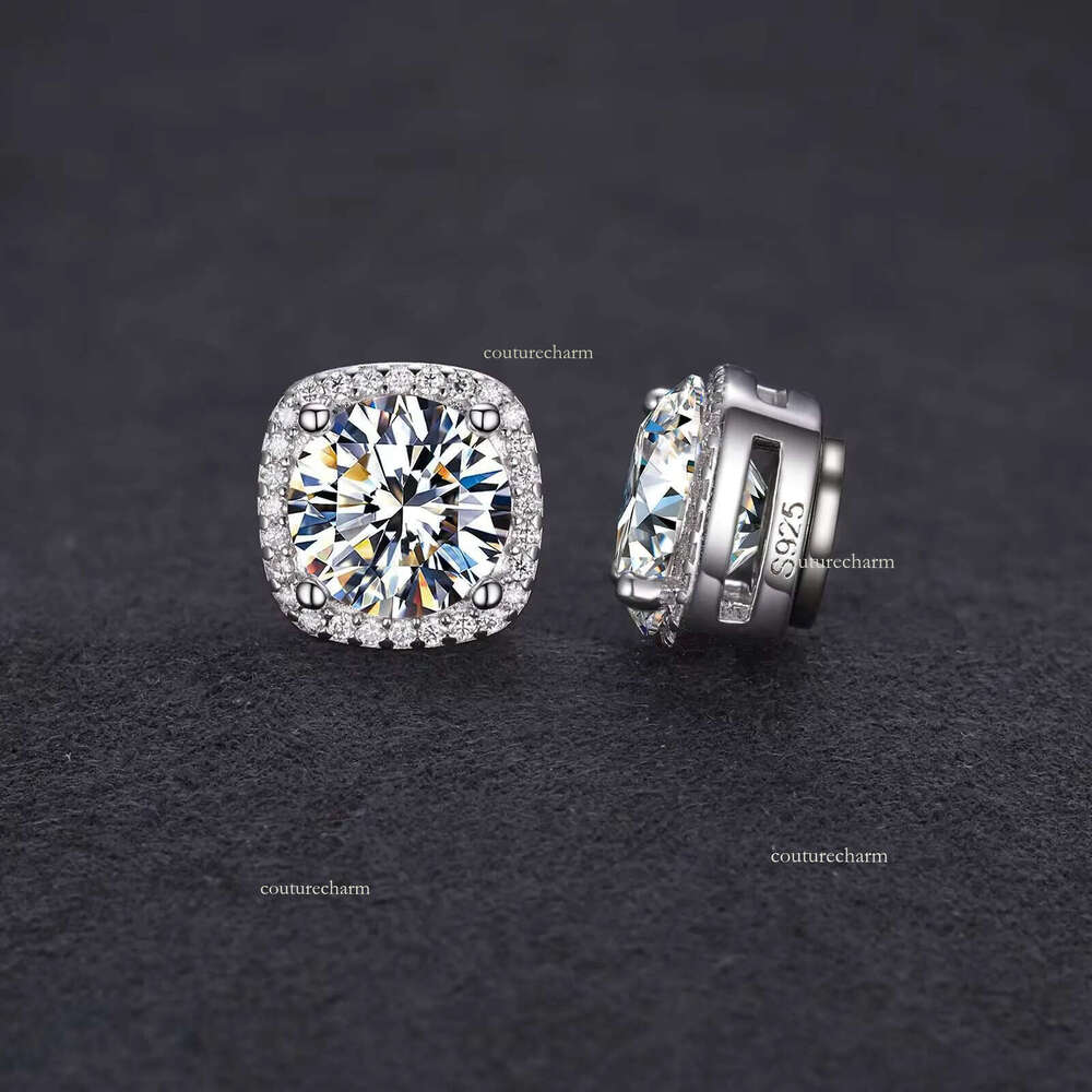 Pass Tester 5mm 6.5mm 8mm Moissanite Magnetic Sterling Sier Mossanite Dia Halo Stud Earrings for Men