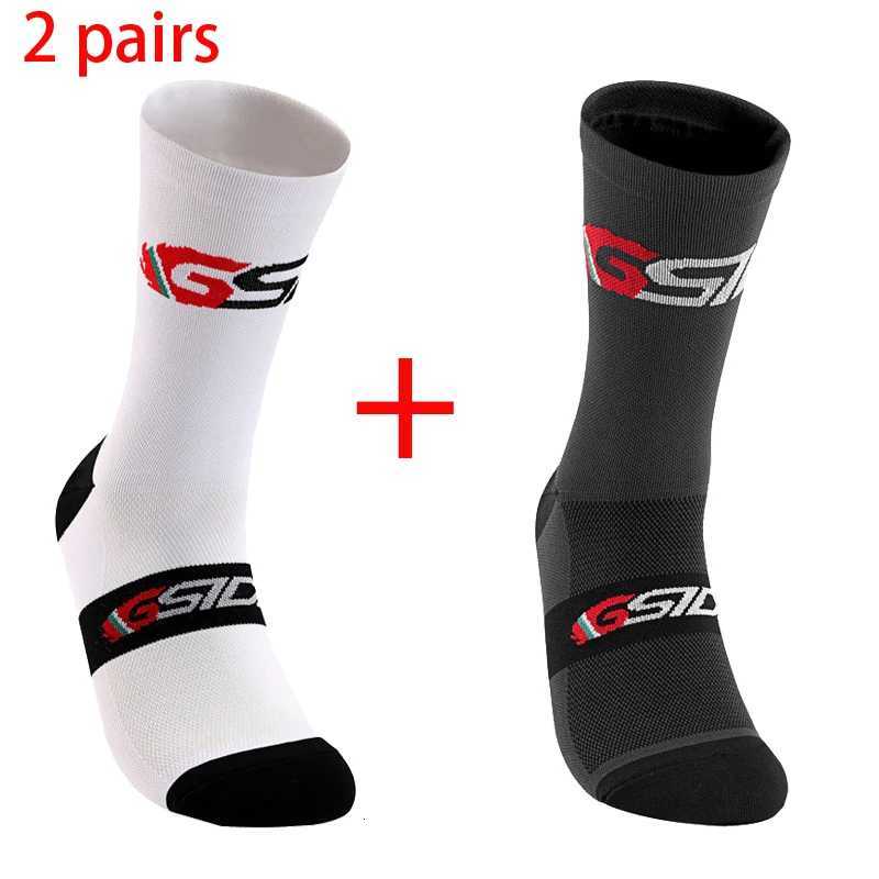 GSIDI2pairs 2023 New Cycling Socks Bike Nurse Compression Road Bike Running Mtb Kneehigh White Sports Funny Brand BlackW251011