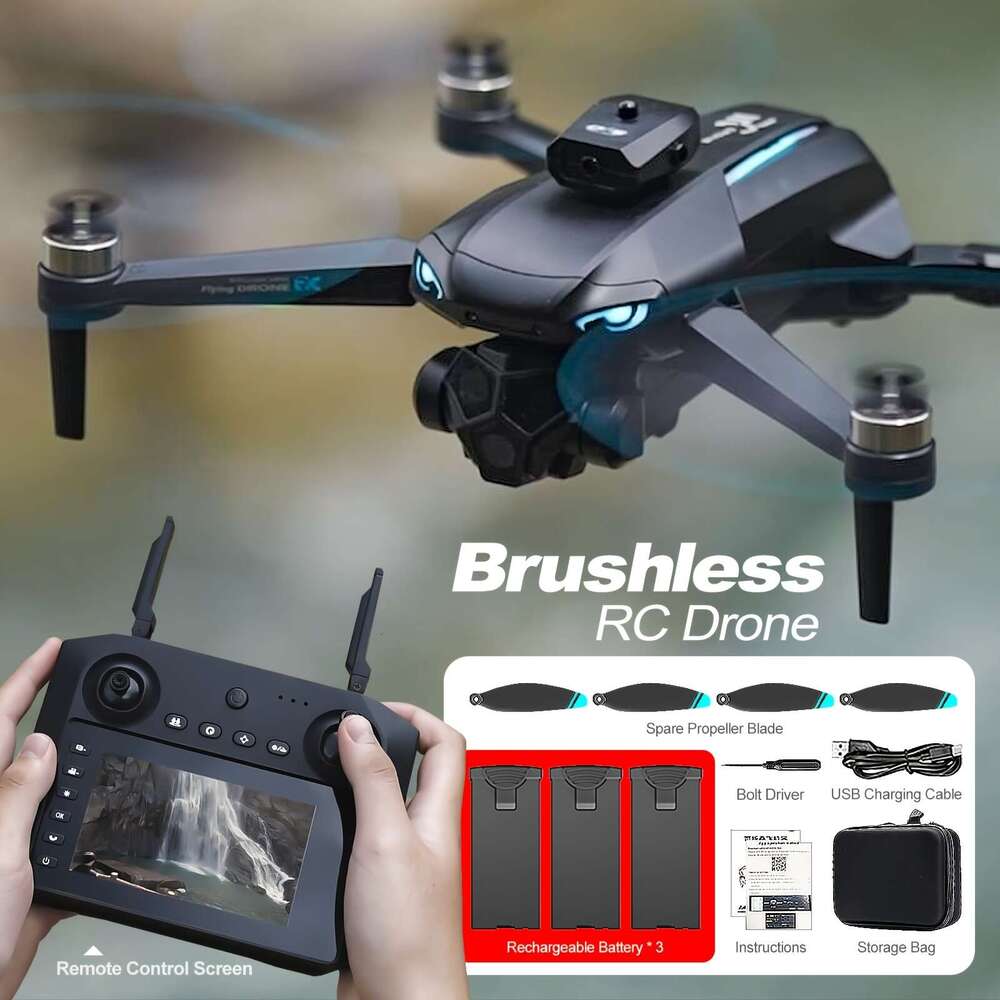 Foldable FPV RC Drone Quadcopter HD Camera Brushless Motors, Smart Obstacle Avoidance, GPS Auto Return Home, Intelligent Follow Me, Big Controller Wit