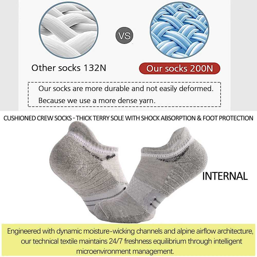 6 Pairs Mens Sports Running Heavy Cushion AntiSlip Boat Socks Combed Cotton MoistureWicking Odor Control Unisex Sizes 3550W251011