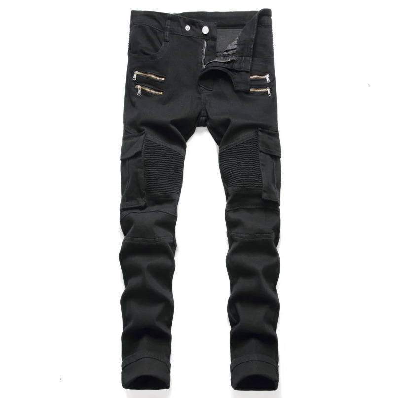 Mens Bike Jeans Cycling Pants Army Green Motorcycle High end Fashion Straight Fit Casual Denim 240430