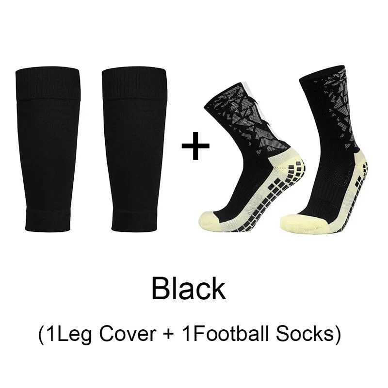 2 Pairs AntiSlip Silicone Bottom Football Socks and Sports Leg Sleeves Set Men Women Breathable Soccer Cycling Sports SocksW251011