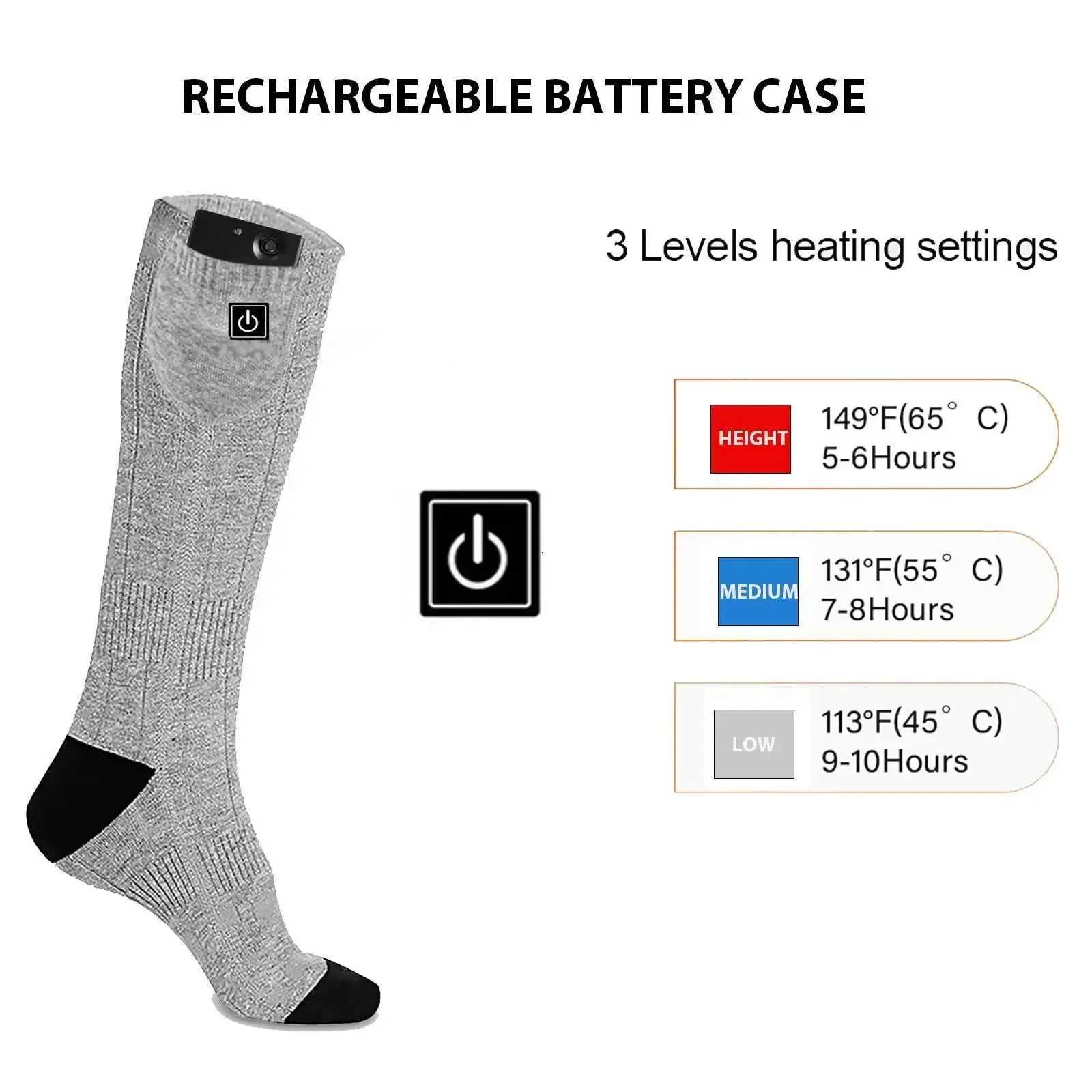 Heating Socks with Battery Box Rechargeable AntiCold Men Thermal Heated Foot Warmer Outdoor Camping Ski Sports WinterW251011