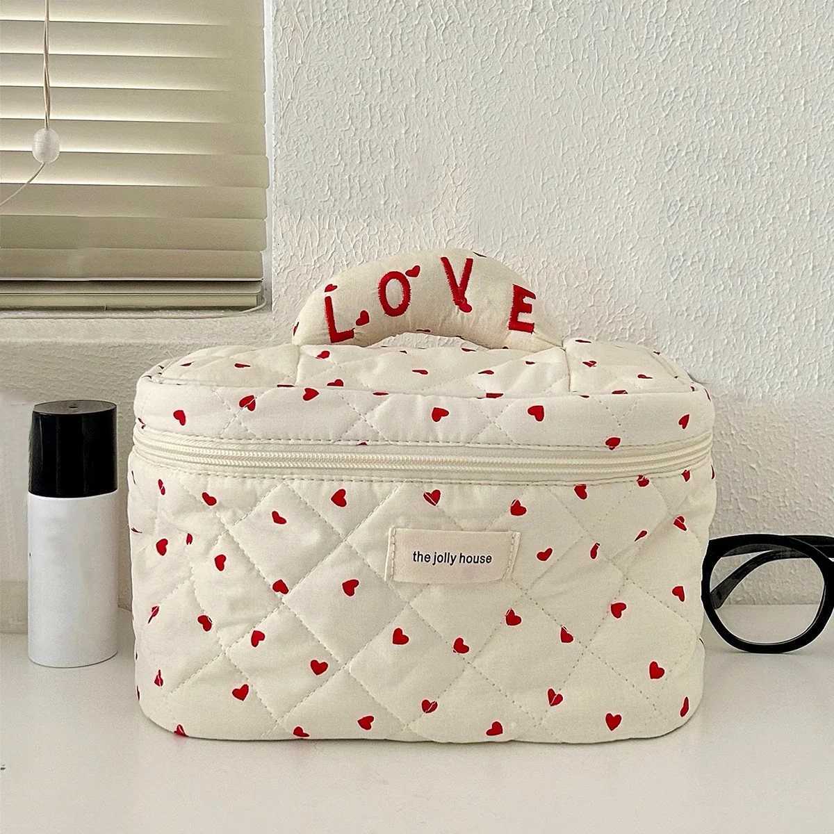 Cute Quilting Cott Makeup Bag Wen Zipper Cosmetic Organizer Fem Handbag Box Cloth Portable Toiletry Case for Girls D251011