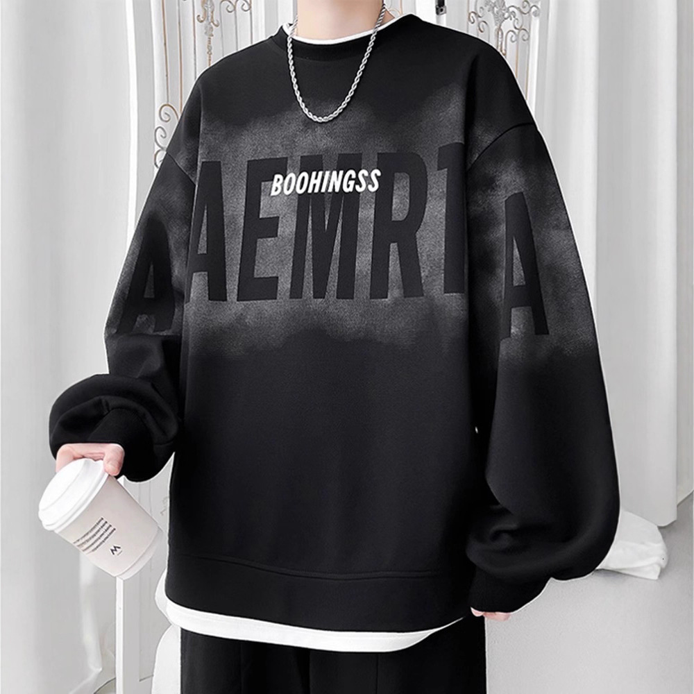 Heavyweight Crew Neck Long Sleeve Designer Hoodie T-shirt For Men Spring And Autumn Trendy Loose Fit Youth High Designer Shirt School Student Sweatshirt Top