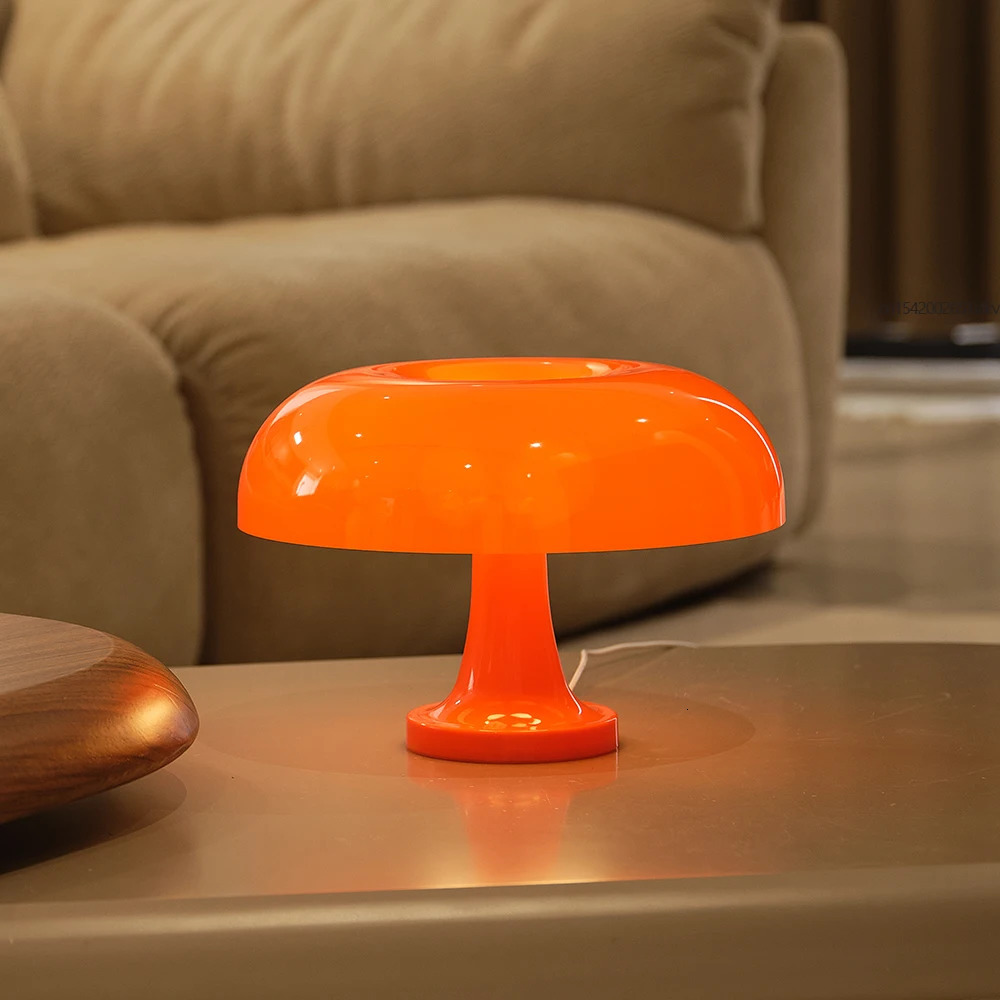 Classic Mushroom Table Lamp Modern Bauhaus Art Table Lamp Bedroom Bedside Lamp Danish Orange Decorative Table Lamp 251009