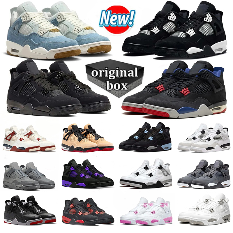 Free Shipping Designer 4 Basketball shoes Men Women 4s Sneakers Worn Blue Panda Military Black Cat Red Thunder Cool Grey Bred Sports Mens Trainers Sneaker 36-47