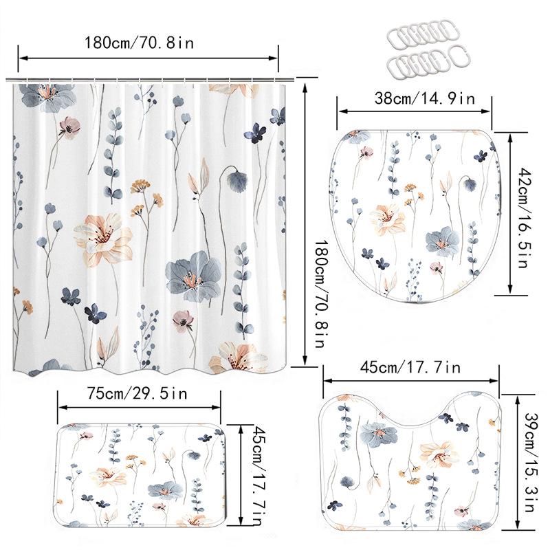 YL-37435 bathroom toilet punch-free curtain waterproof anti-light roller blinds toilet toilet block curtain toilet three-piece set