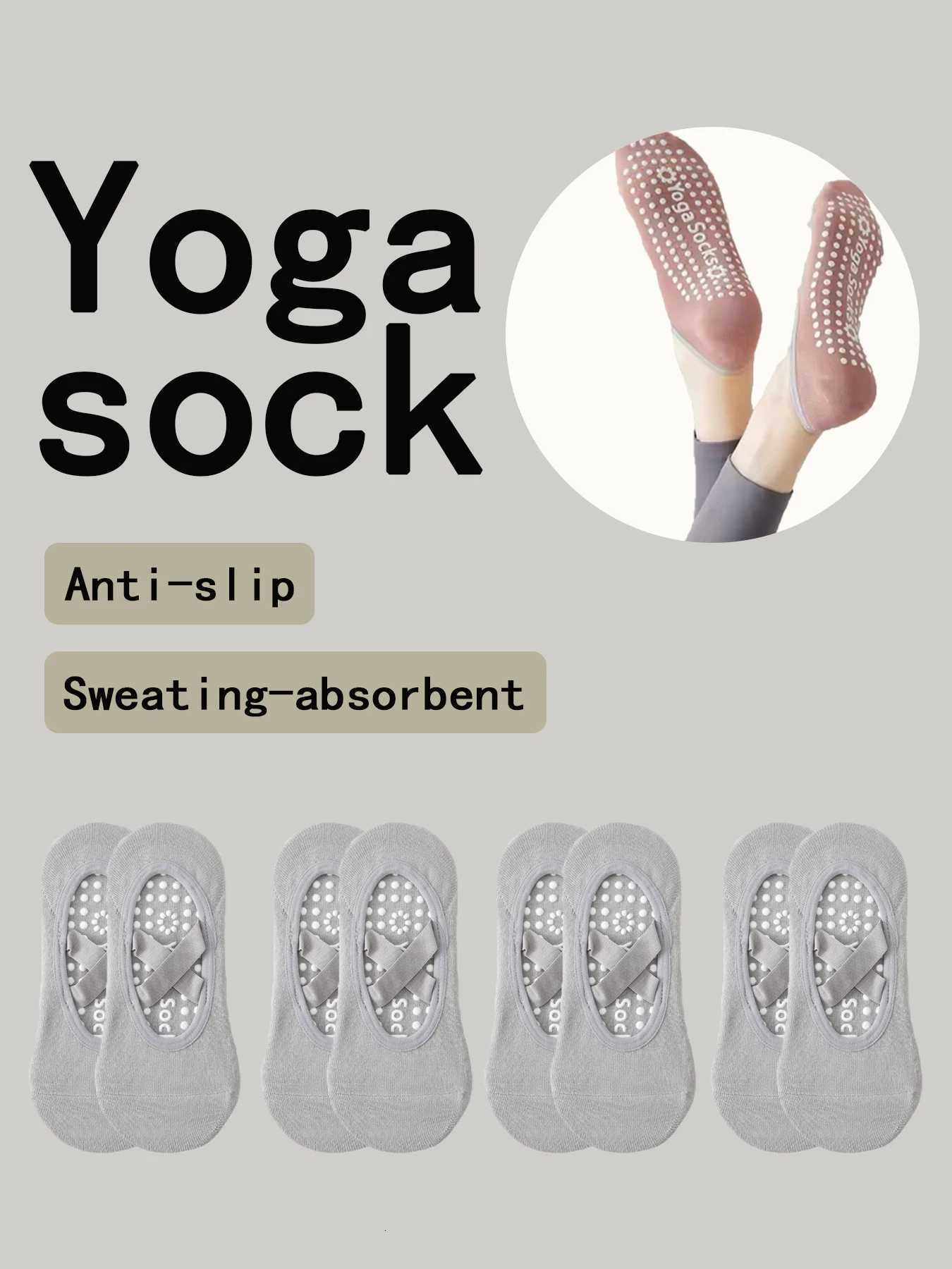 4 Pairs Women Fitness Breathable Yoga Socks Silicone Antislip Ballet Socks Pilates Socks Floor SocksW251011