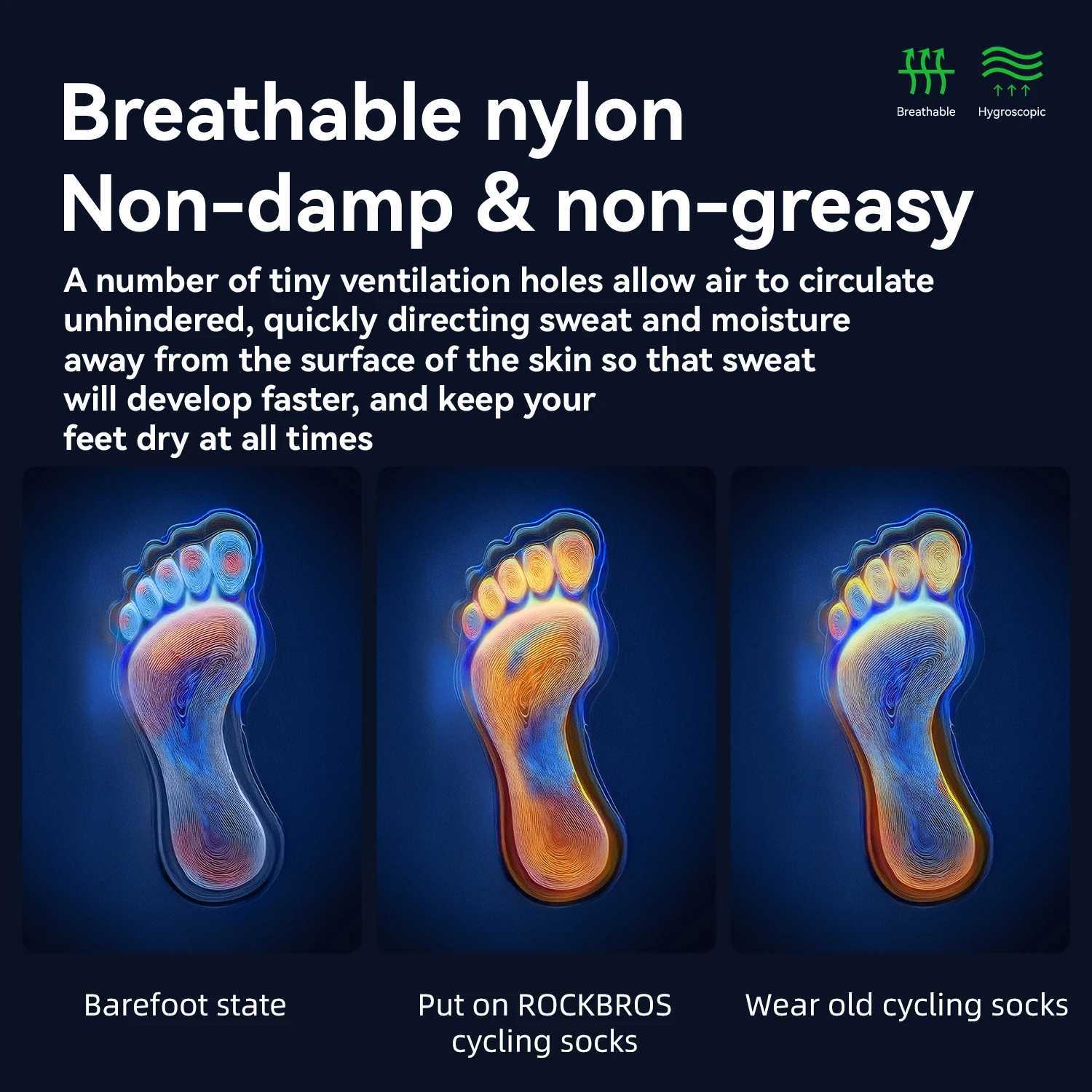 ROCKBROS Cycling Socks Breathable nylon Nondamp Socks Skinfriendly Bike Sport Socks Outdoor Moistureabsorbing SocksW251011