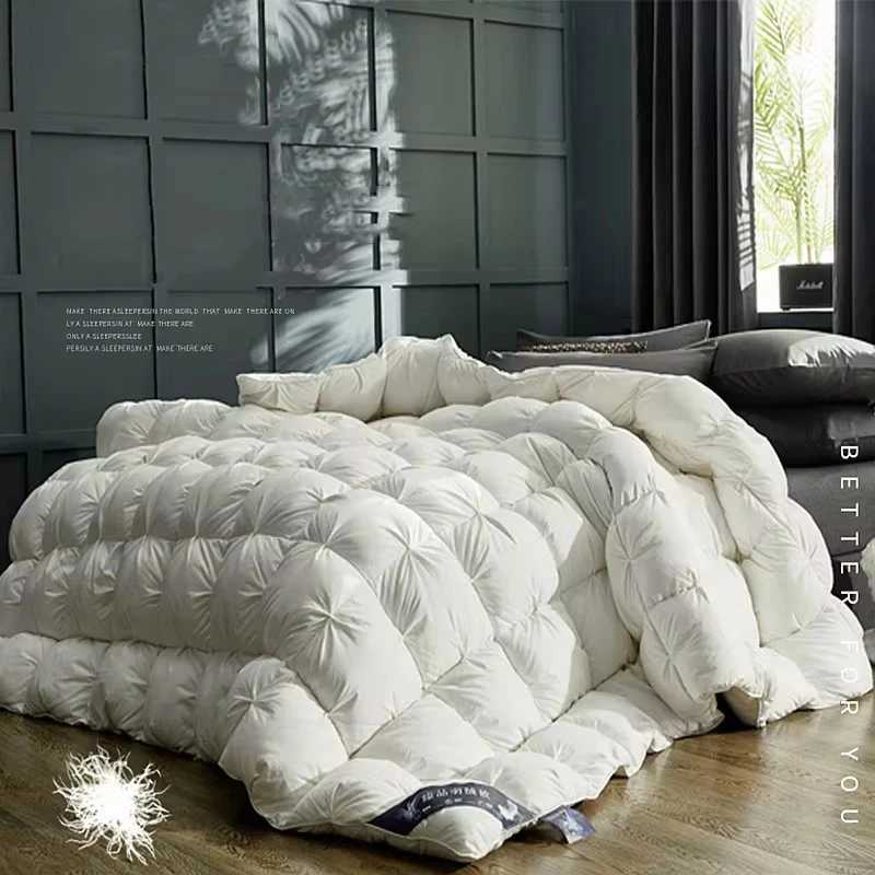 100 White GooseDuck Down Quilt High quty Fivestar Hotel Twist Flower Duvets Comforters 100 Cotton Cover Luxury Blanket C251011