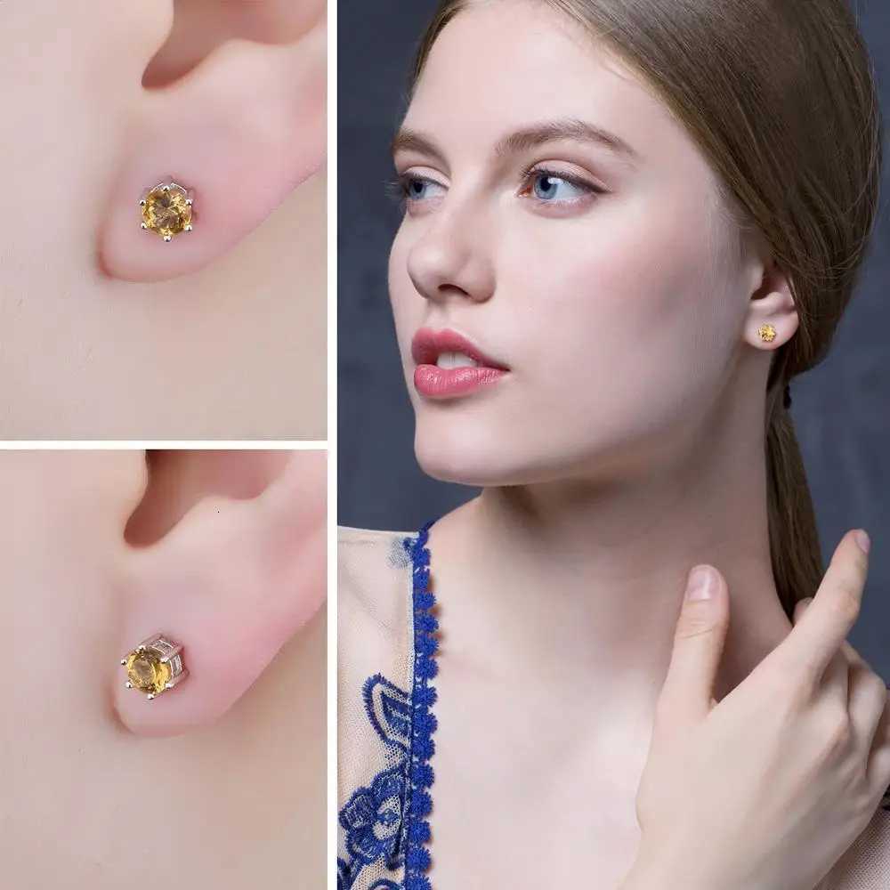 JewelryPalace Round Natural w Citrine 925 Sterling Silver Stud Earrings for Wen Statement Fashion Gemstone Jewelry Gift X251011