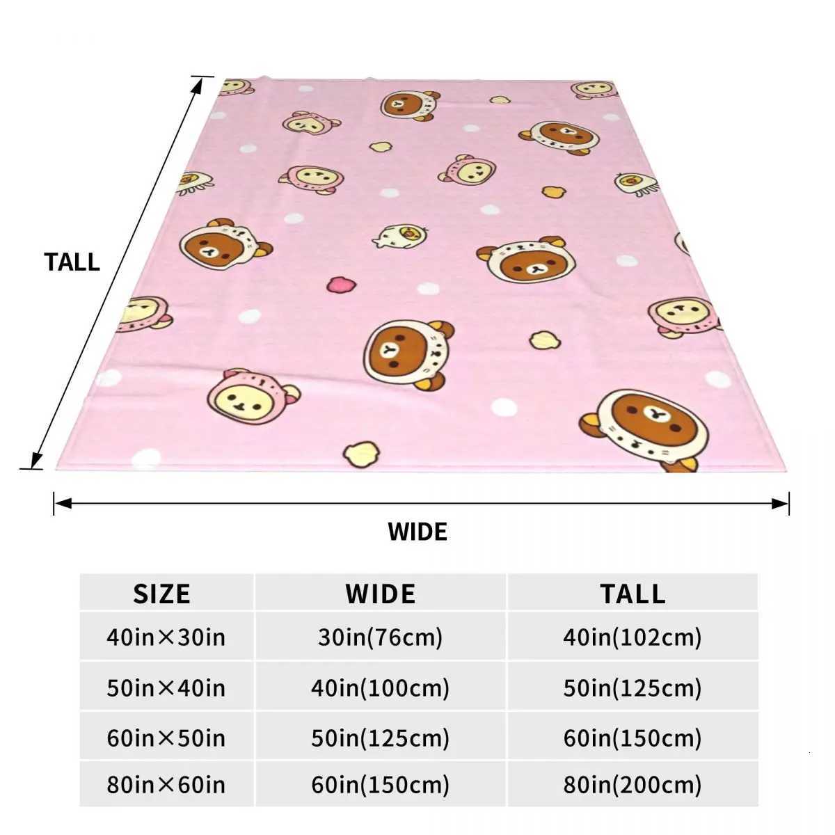 Rilakkuma Cartoon Flannel Blanket Super Warm Throw Blanket for Couch Chair Decorative Print Bedspread Sofa Bed Cover C251011