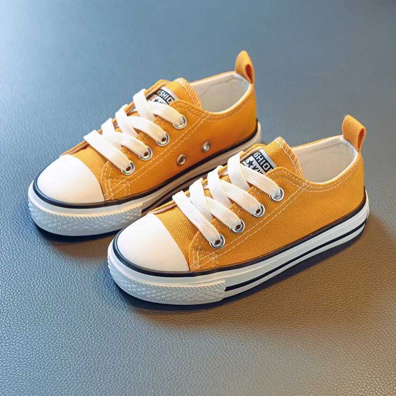 Spring Autumn Children Canvas Soft Sole Girl Little White Korean Version Low Top Front Lacing Board Shoes Casual Boy Y251011 XJ260303