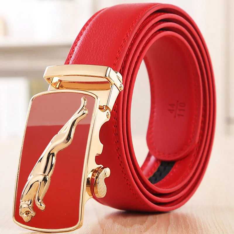 Mens Genuine Leather Belt Automatic Buckle Women Strap Fashion Versatile Younth Female Male White Black Red Pants Belts Z251011