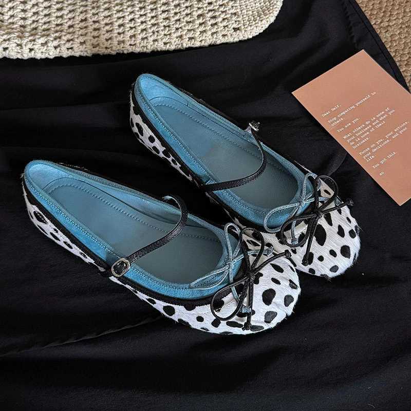 Round Toe Bow One Buckle Strap Mary Jane Shoes Women 2025 New Flat Single ShoesXJ251011