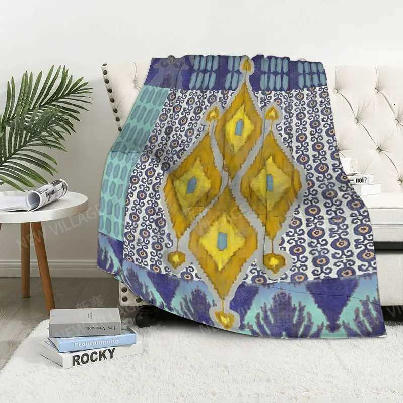 Bohemian style digitalprinted polyester Bedroom velvet flannel cover blanket Fleece soft sofa cover blankets for beds C251011