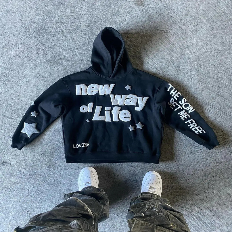 American letter print hoodies women graphic y2k top oversized hoodie Couples streetwear Harajuku sweatshirt goth clothes 240619