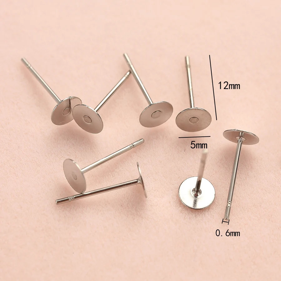200pcslot Hypoallergenic Stainless Steel Earrings Studs Blank Base Post Ear Pins Findings Back For Diy Jewelry Making Parts 251008