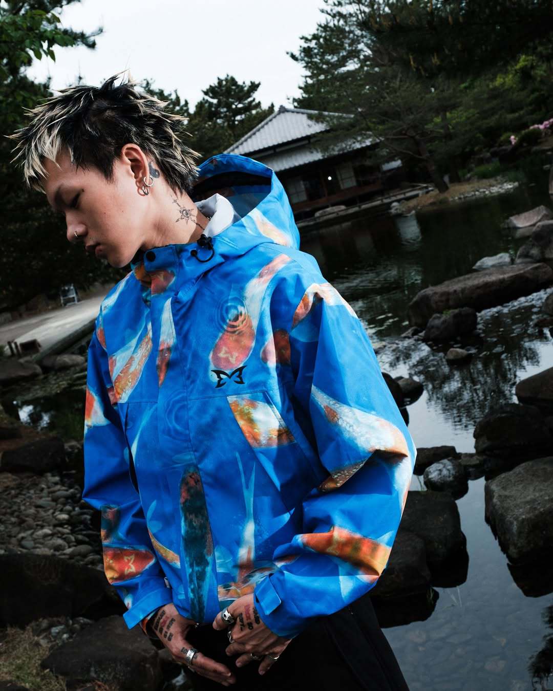 Mertra Men's Jackets Streetwear Brand Jacket with Trendy Prints Harajuku Style Windproof Zipper & Waterproof Hood