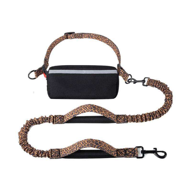 Hands Free Leash with Zipper Pouch, Dual Padded Handles Durable Bungee for Walking, Jogging and Running Your Dog