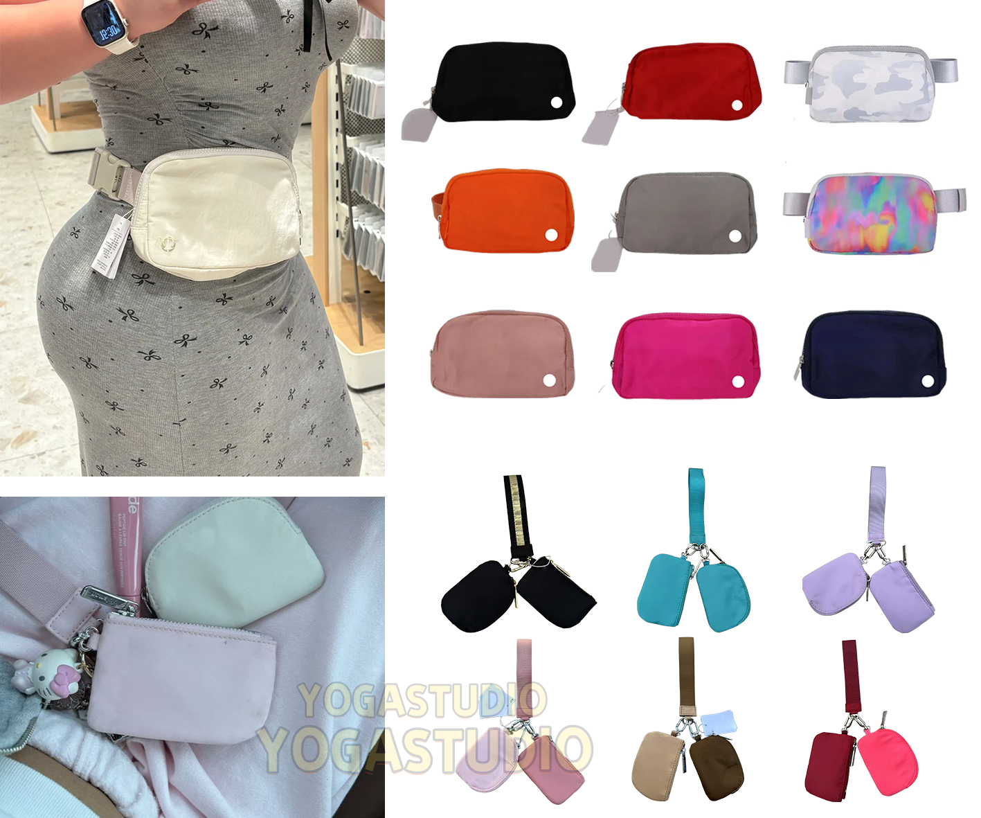 Waterproof Nylon Yoga luluity lemonism Bag Unisex Fashionable Belt Bag Bum Portable Fanny Pack Crossbody Handbag with Various Colors to Choose US Stock