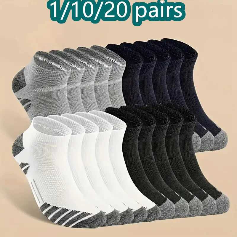 5Pairs Ankle Athletic Running Socks Cushioned Cotton Breathable Low Cut Sports Tab Socks For Men And WomenW251011