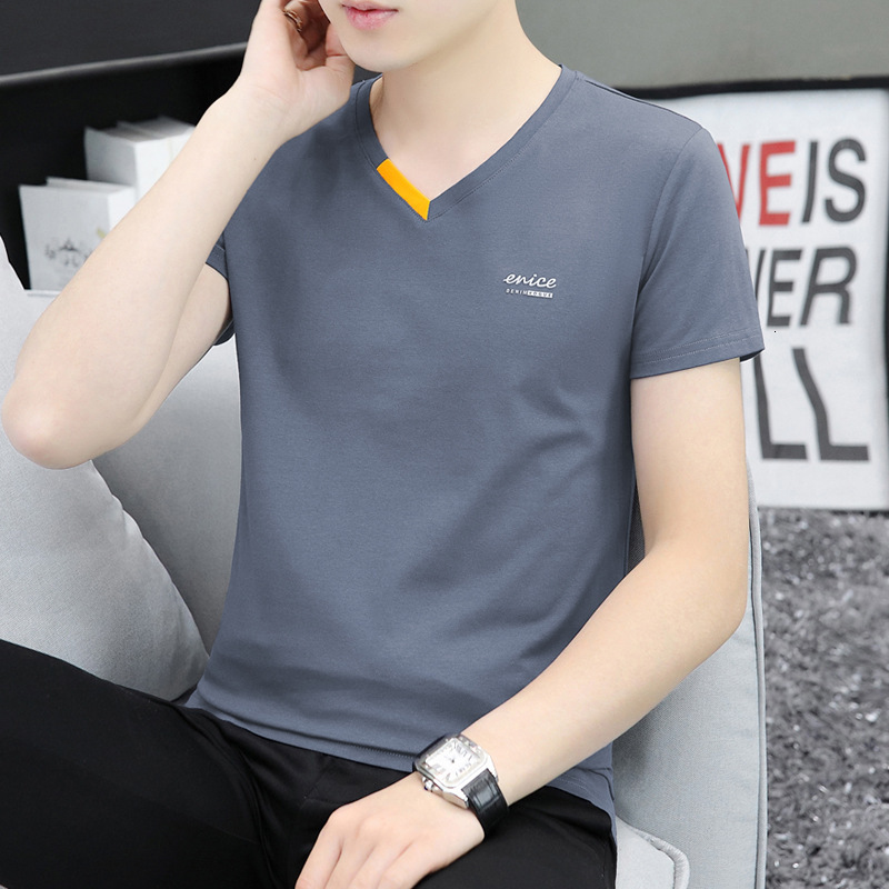 Summer Short Sleeve Men's Designer Shirt T-shirt Designer Hoodie Pure Cotton V-neck Solid Color Simple Versatile Top Men's Fashion Trendy Half Sleeve Slim Fit Shirt