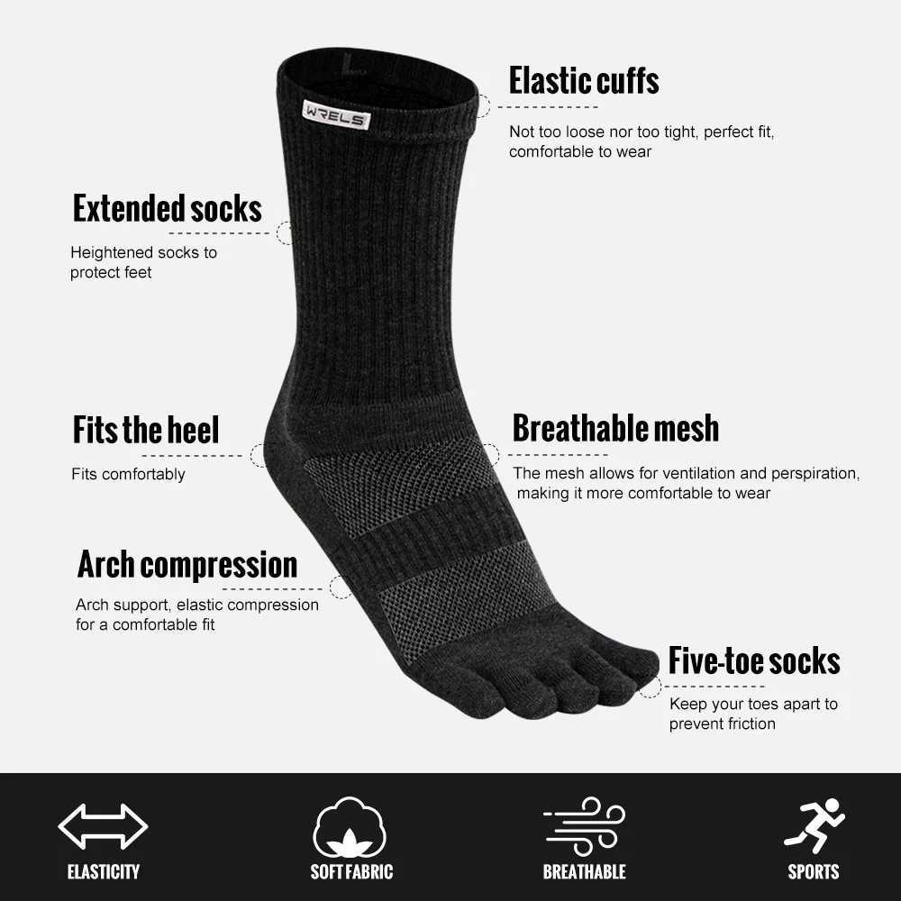 WRELS 123 Pairs Toe Socks Cotton Athletic Running Five Finger Socks Cushion Socks SweatAbsorbing Breathable 5 Finger SocksW251011