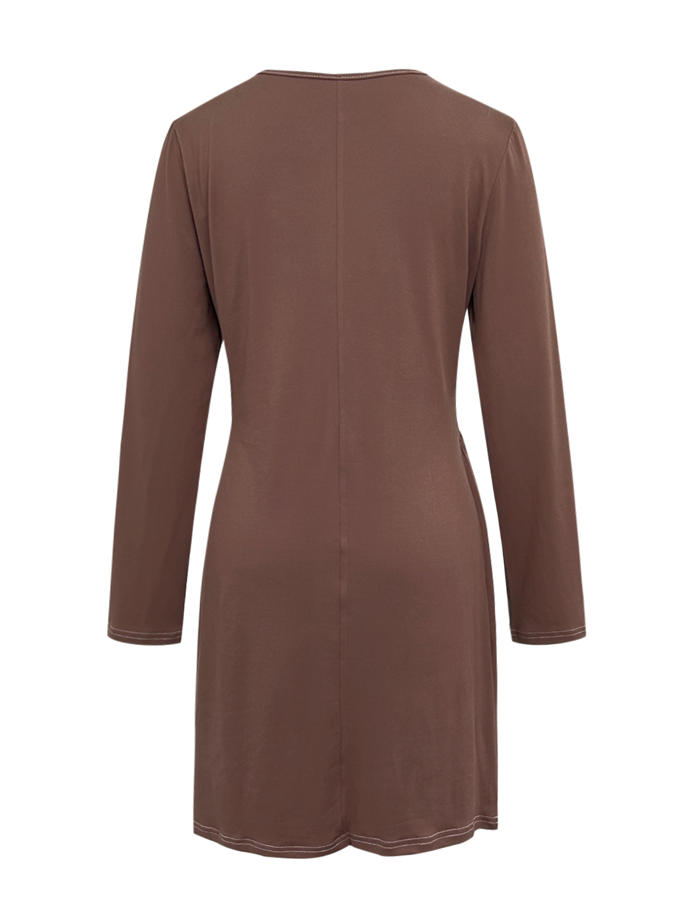 Women's Autumn Winter Solid Color Long - Sleeve Dress - Fashion Versatile Office & Party Dress-CF55083