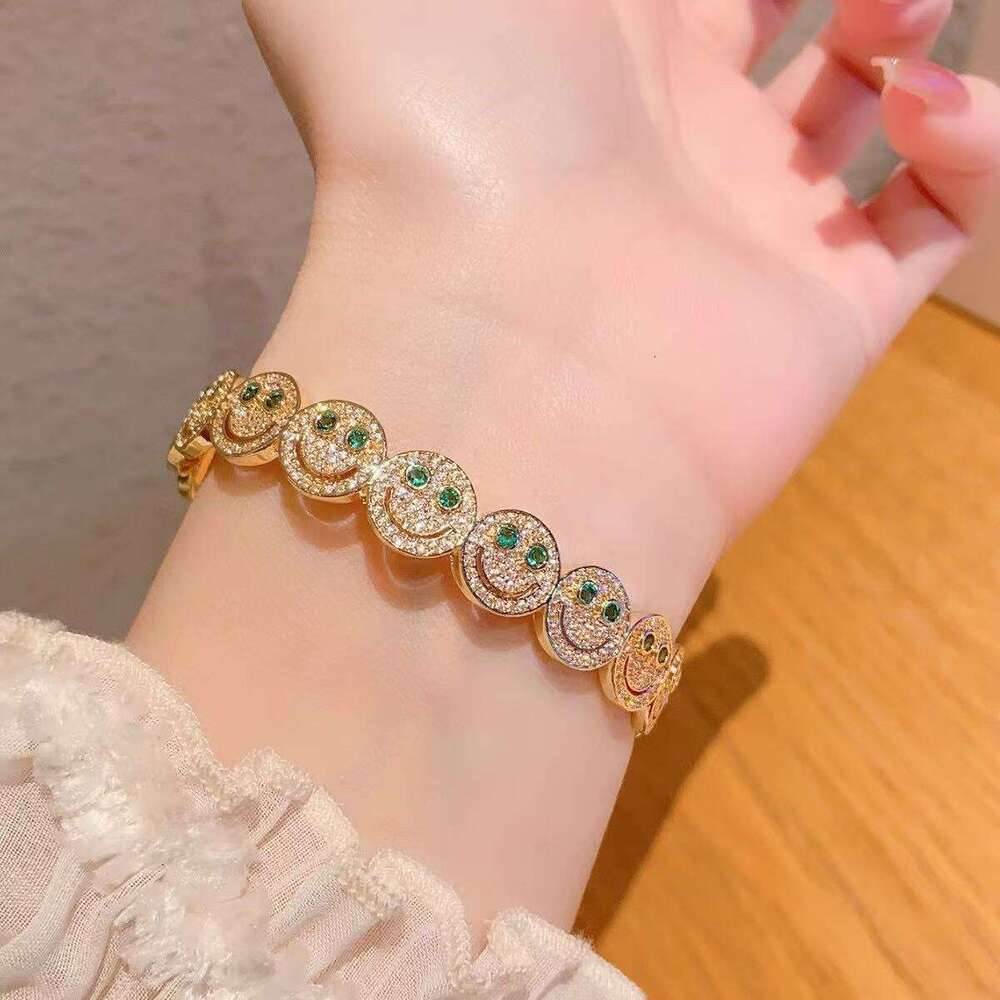 Smiley Face for Women, Ins Fashion Design, Trendy Personality Open Copper Bracelet