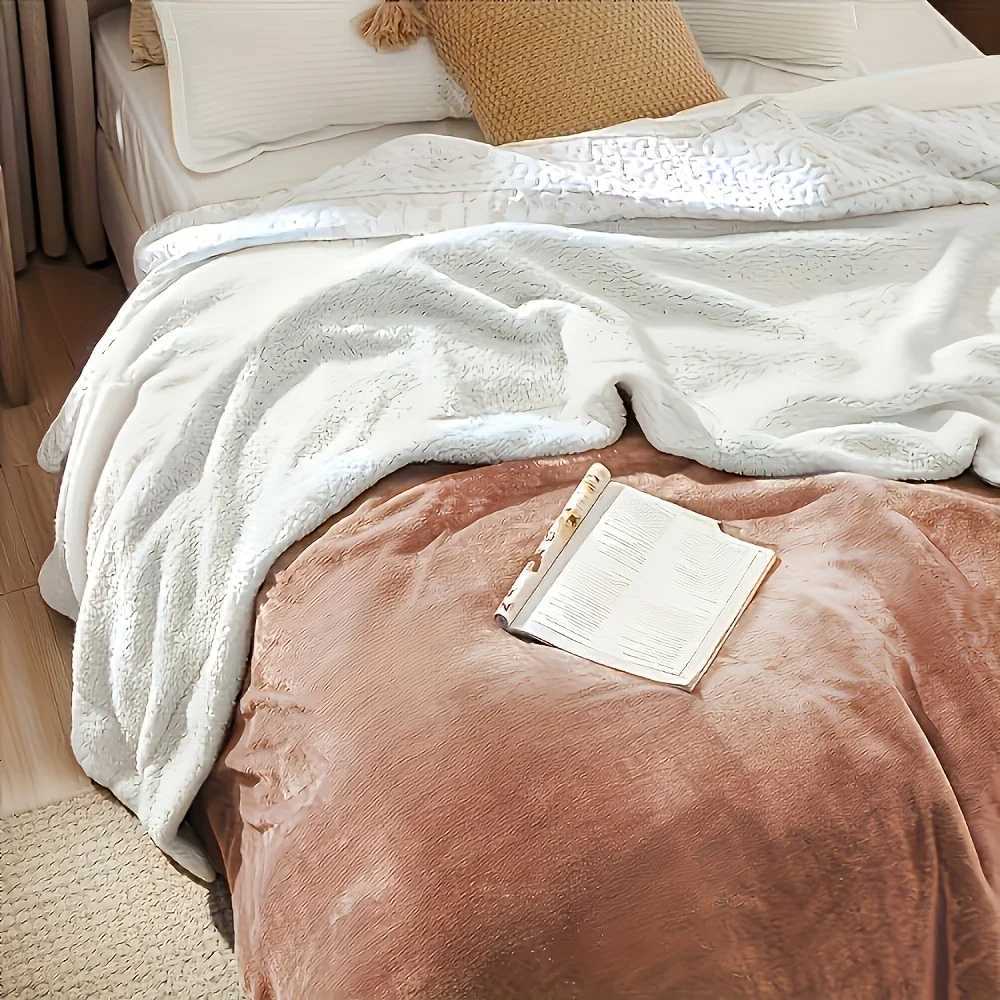 Sherpa Fleece Bed Blanket Twin Size Super Soft Fuzzy Plush Warm Cozy Fluffy Microfiber Couch Throw Velvet Double Reversible 5Lbs C251011