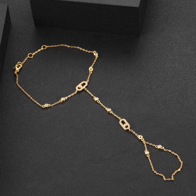 ChicyouStar Fireworks Fashion Luxury AAA Cubic Zirconia Women Baguette Copper Hand back Chain Adjustable Z251011