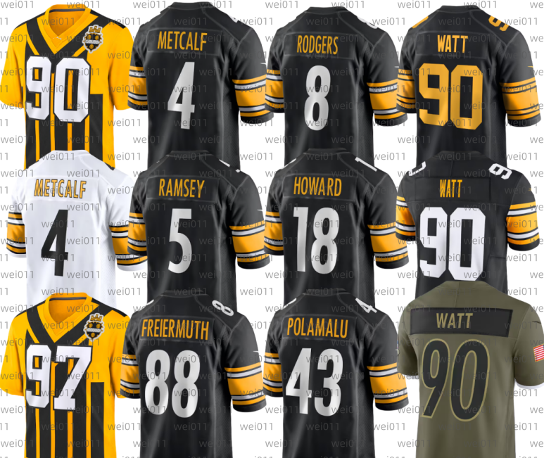 Troy Polamalu Hines Ward Jerome Bettis Aaron Rodgers DK Metcalf T.J. Watt Kenneth Gainwell Calvin Austin III Jalen Ramsey Patrick Queen Jaylen Warren Football Jersey