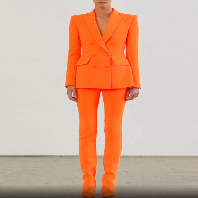 High quality fashion ner set womens double chest ultrathin jacket pencil pants 2 pieces 241115