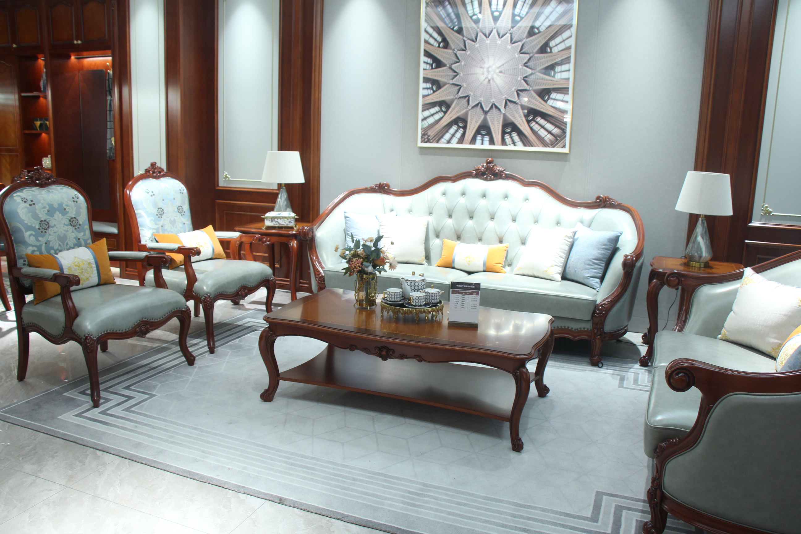 Zhong zhixin Luxury Series Solid wood and genuine leather large sofa crafted with care by Danish designers