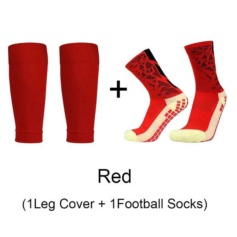 2 Pairs AntiSlip Silicone Bottom Football Socks and Sports Leg Sleeves Set Men Women Breathable Soccer Cycling Sports SocksW251011