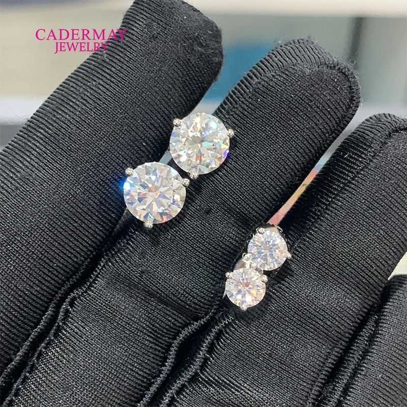 Cadermay 1ct 2ct 3ct 4ct D VVS1 Moissanite Diamond 3 Prongs Martini Earrings Stud 925 Sterling Sliver Earrings For Wen Gift X251011