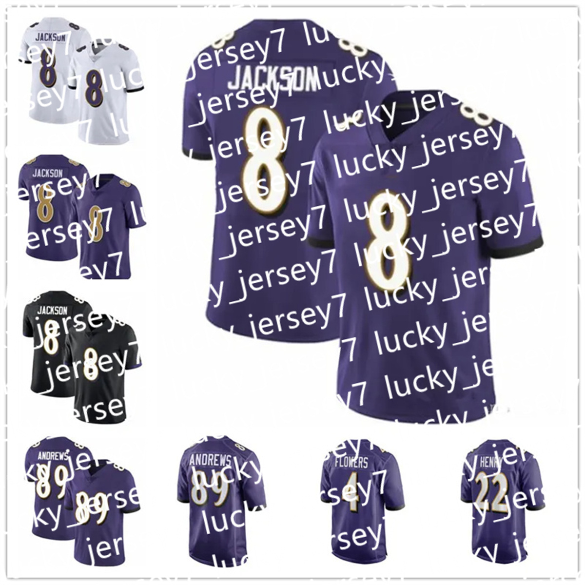 NFL Ravens Jersey Lamar Jackson Derrick Henry Isaiah Likely Kyle Roquan Smith Marlon Humphrey Trenton Simpson Odafe Oweh Justin Madubuike DeAndre Hopkins Football