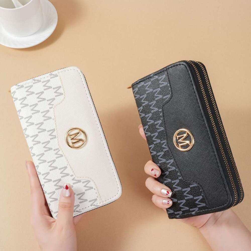 Fanjoo New Women's Wallet Fashion Letter Patchwork Ins Versatile Double Zipper Large Capacity Casual Clutch