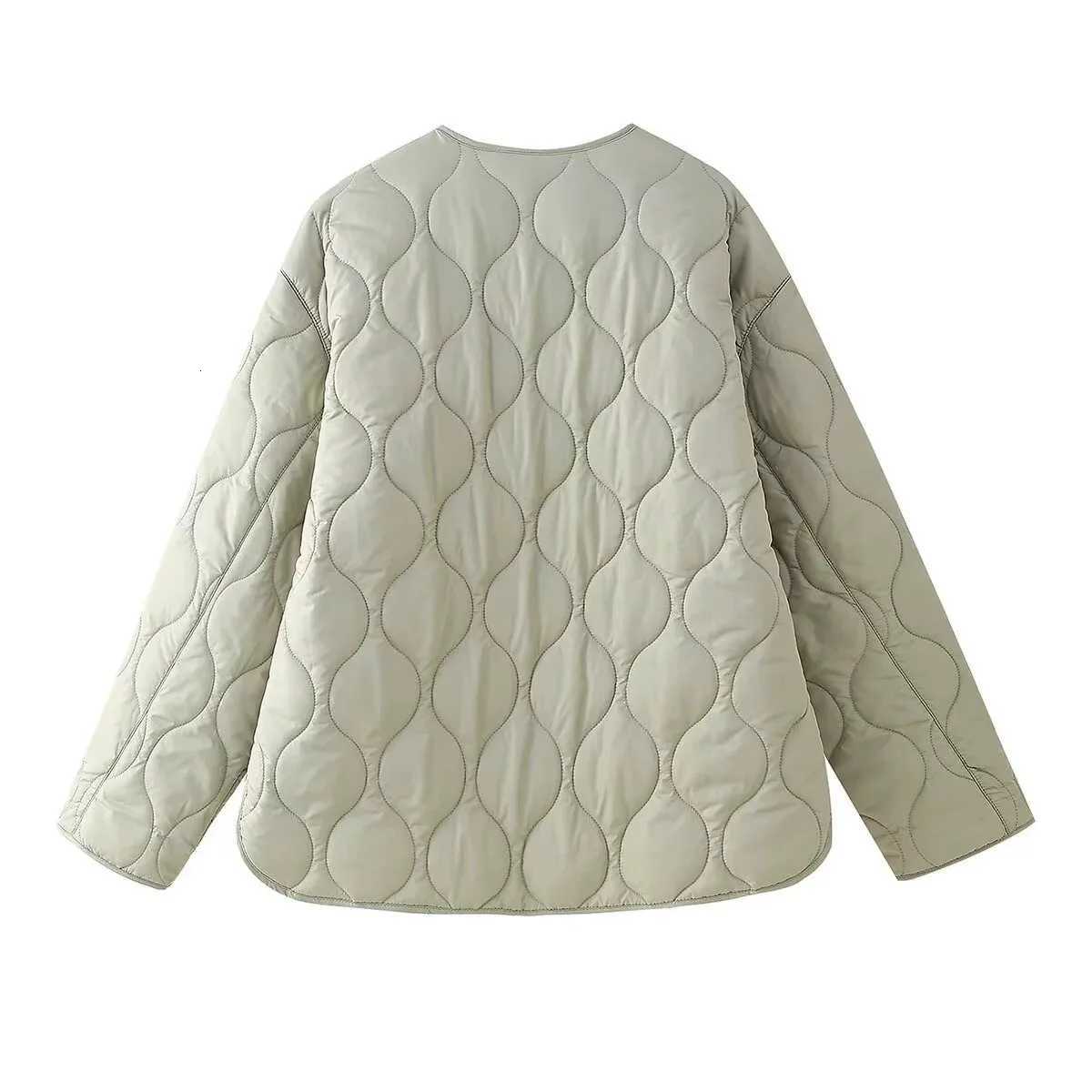 Womens 2025 New Simple Loose Warm Pocket Quilted Cotton Jacket Womens Jacket Cotton ClothesXJ251011