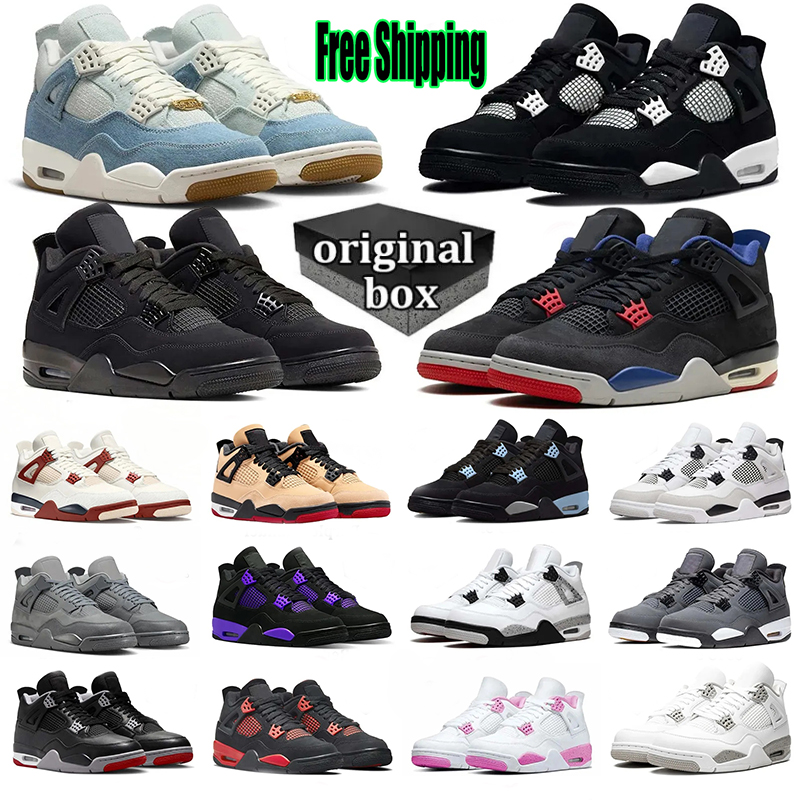 Free Shipping Designer 4 Basketball shoes Men Women 4s Sneakers Worn Blue Panda Military Black Cat Red Thunder Cool Grey Bred Sports Mens Trainers Sneaker